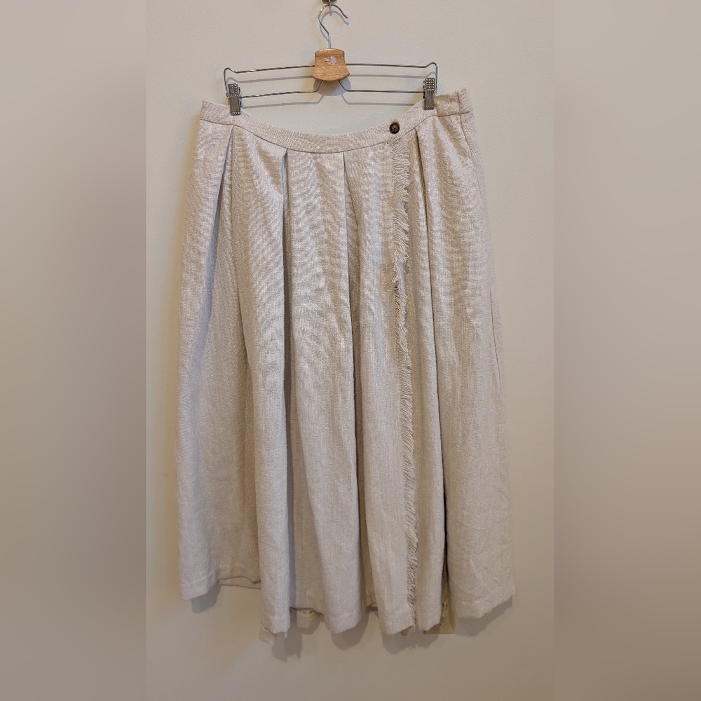 Sunday in Brooklyn Cream Pleated Maxi Blanket Skirt | Size 1X | Anthropologie
